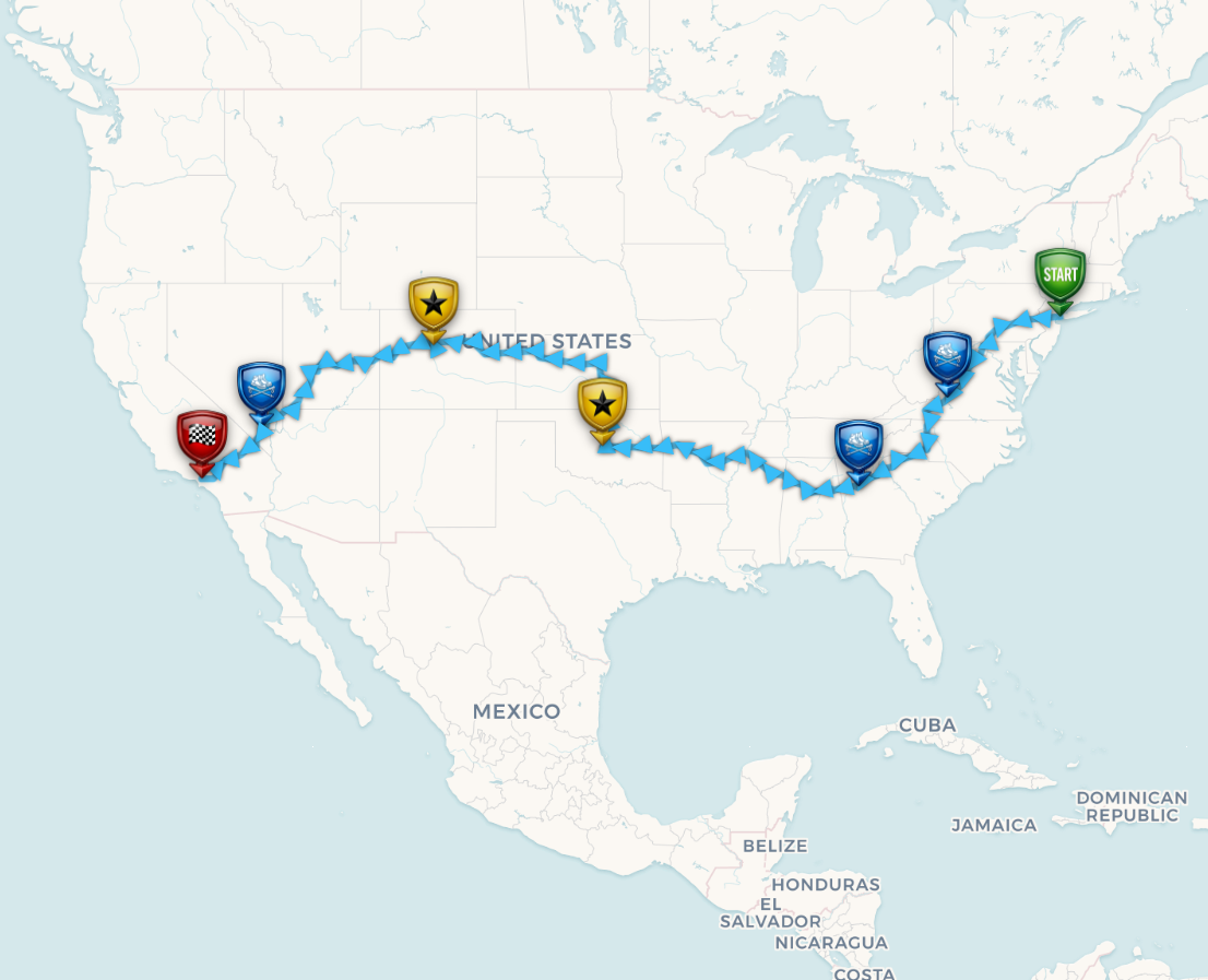 New York to Los Angeles