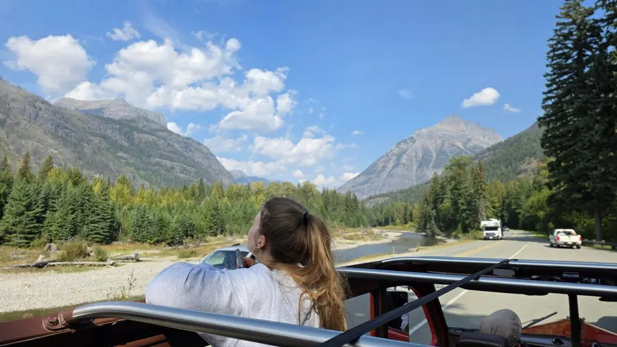 Camper enjoying a mountain view in Europe