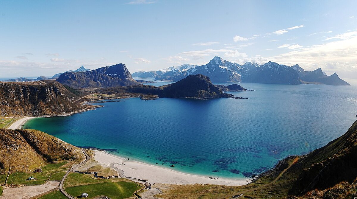 Haukland Beach with mountain backdrop, Lofoten